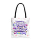 Powered by Pixels and Attitude Tote Bag, Cute Gamer Tote, Kawaii Pixel Art Bag, Pastel Gaming Shopper Bag