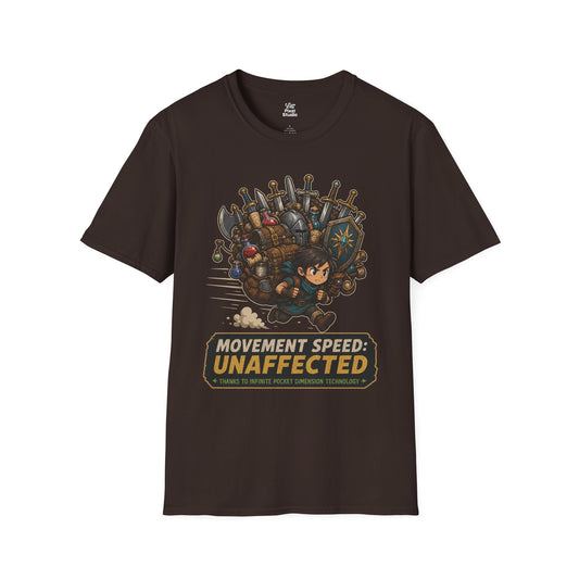 Movement Speed Unaffected Shirt, Funny RPG Gamer Unisex Tee, Inventory Hoarder Shirt, Questionable Game Logic Gaming Humor