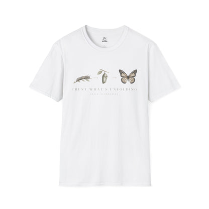 Trust What’s Unfolding Shirt, Inspirational Butterfly Unisex Tee, Personal Growth Shirt, Faith Inspired Gift, Motivational Encouragement Tee