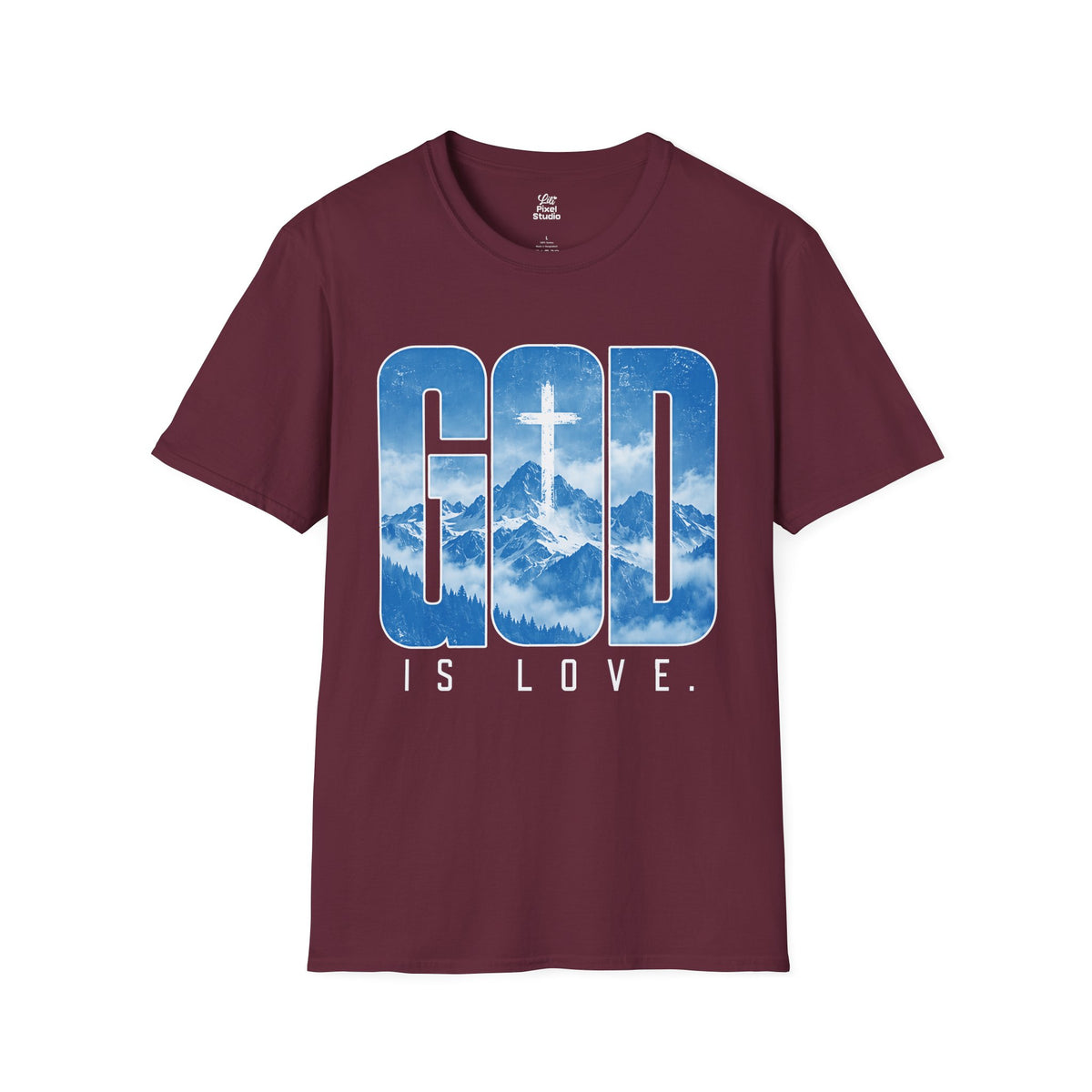 God Is Love Christian Shirt, Faith Based T-Shirt, Cross Graphic Tee, Mountain Christian Shirt, Inspirational Unisex Religious Gift