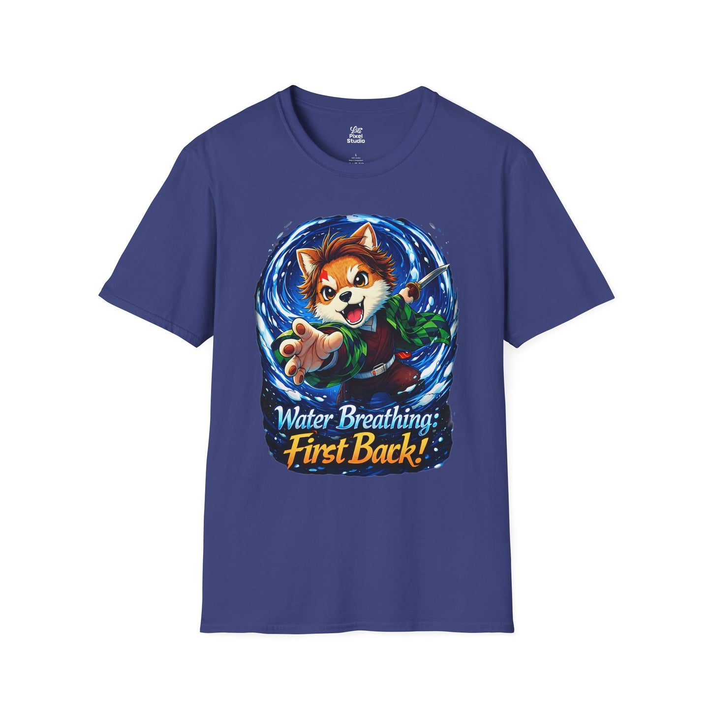 Water Breathing First Bark Unisex Shirt, Funny Anime Shiba Inu Dog Tee, Cute Manga Parody Gift for Anime Fans, Gamers & Pet Lovers