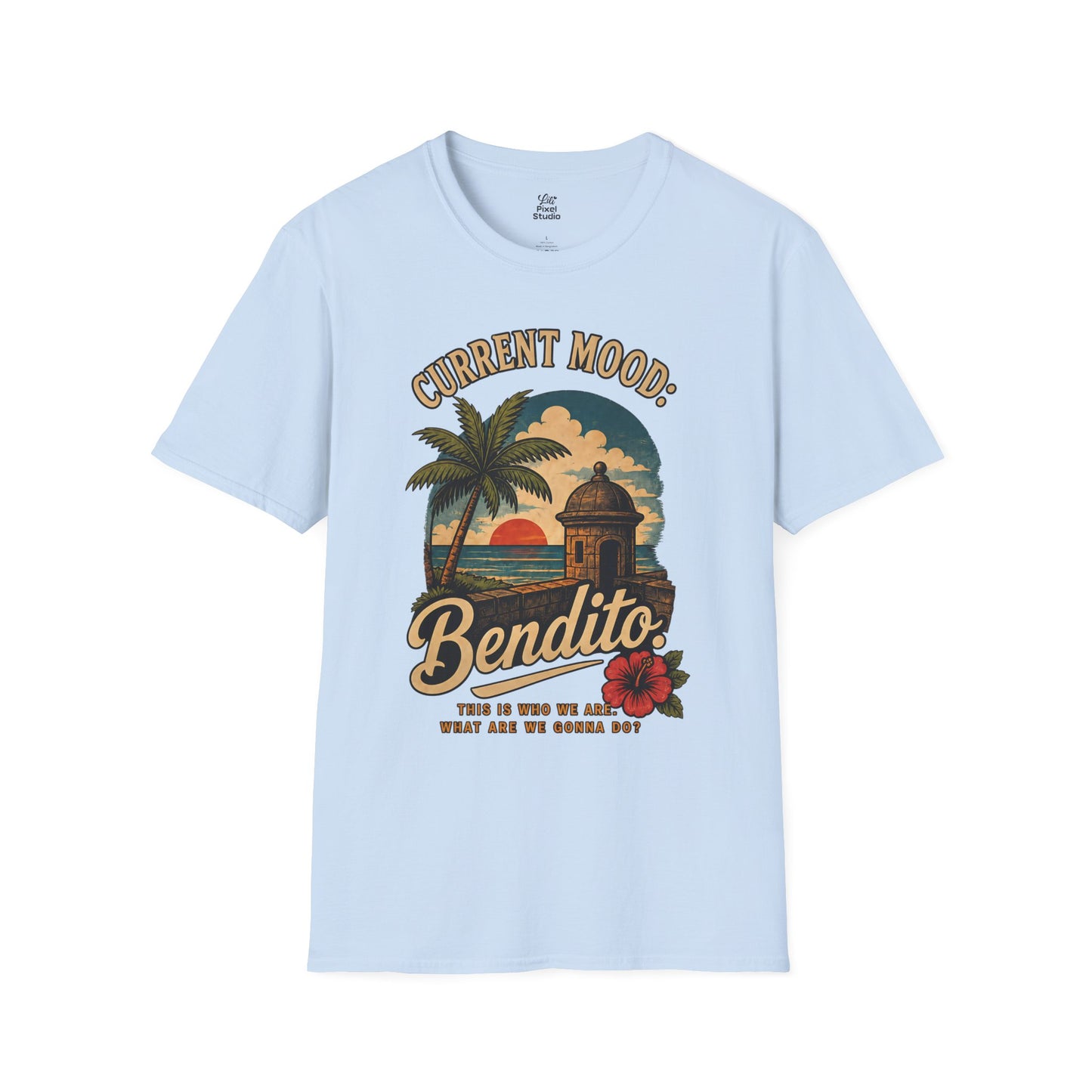 Bendito Tropical Sunset Unisex T-Shirt | Palm Tree Beach Puerto Rican Latin Humor Sarcastic Gift Tee