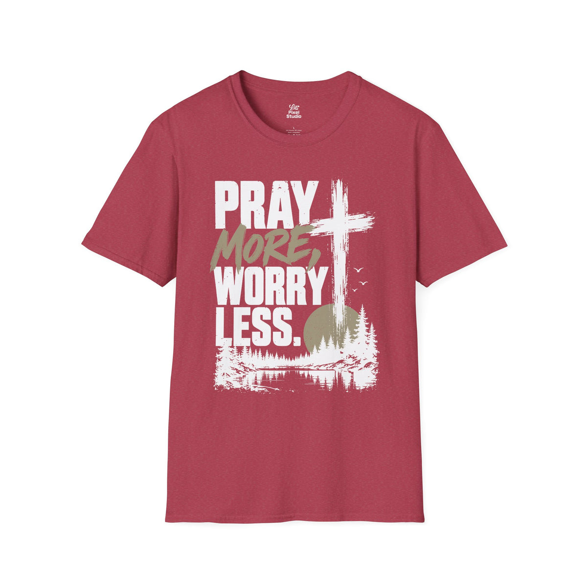 Pray More Worry Less Christian Shirt, Faith Based T-Shirt, Prayer Shirt, Cross Graphic Tee, Inspirational Christian Unisex Gift
