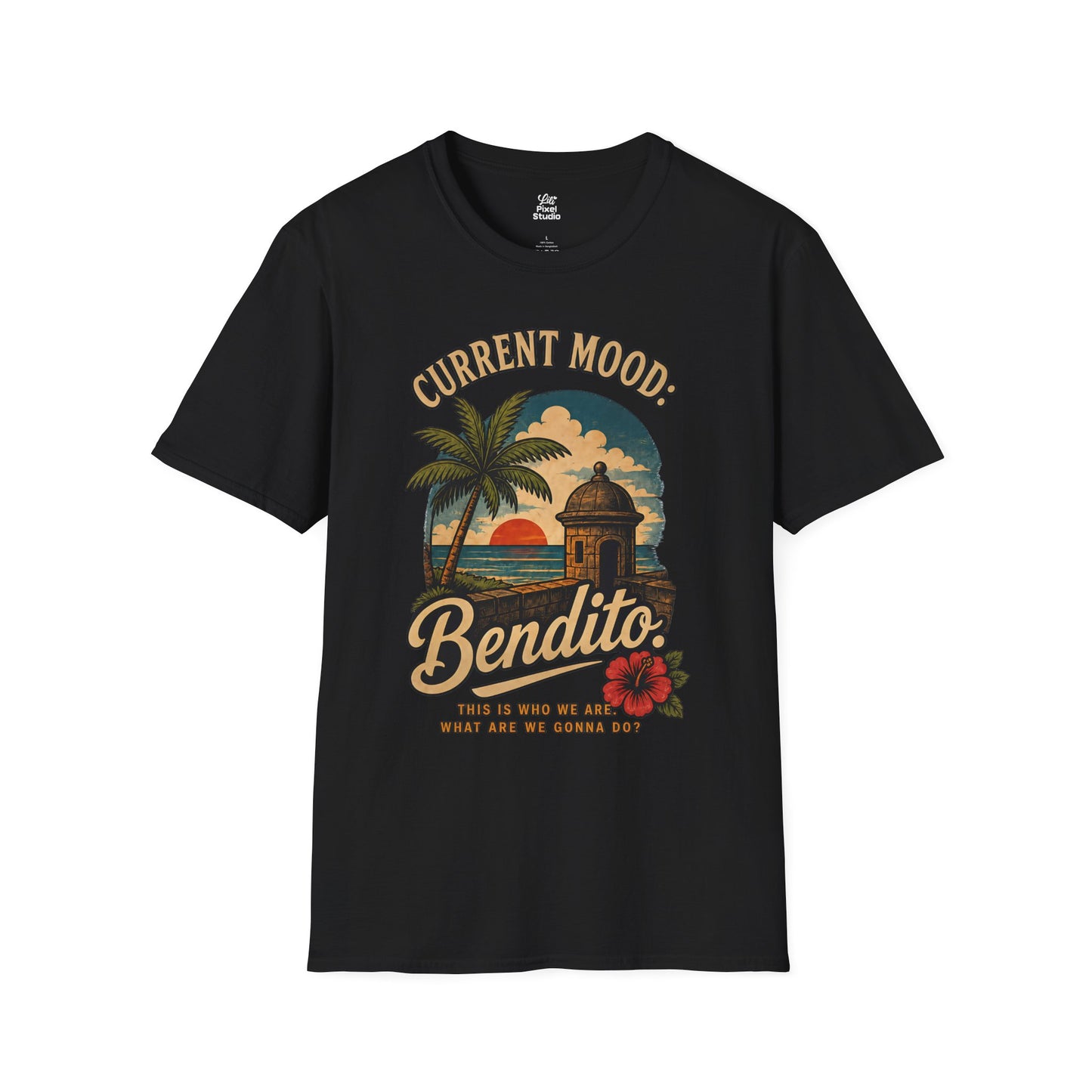 Bendito Tropical Sunset Unisex T-Shirt | Palm Tree Beach Puerto Rican Latin Humor Sarcastic Gift Tee