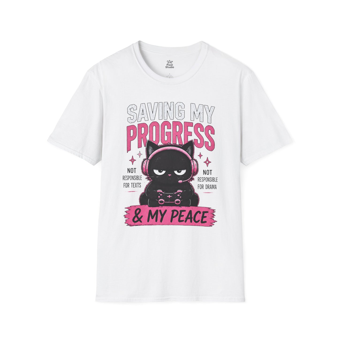 Saving My Progress And My Peace Womens Shirt, Cute Gamer Cat Tee, Introvert Gaming Shirt, Cozy Gaming Gift for Women