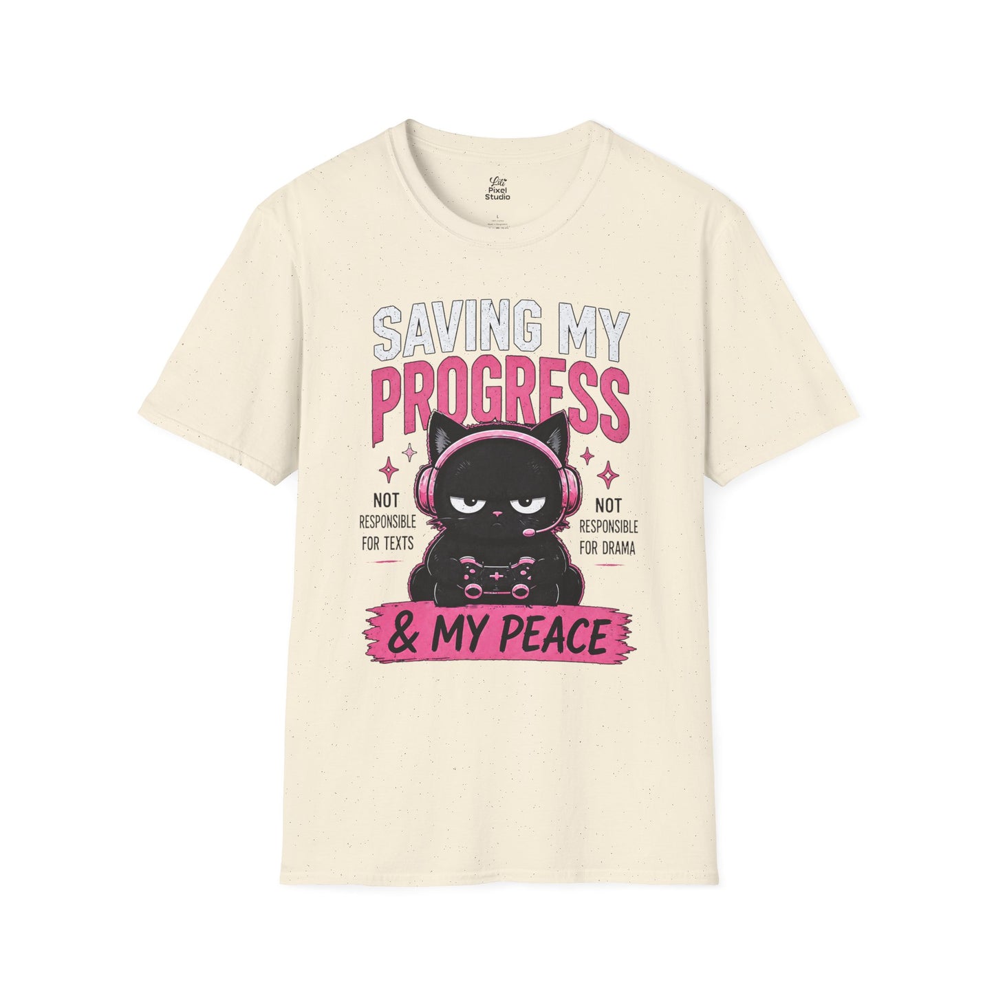 Saving My Progress And My Peace Womens Shirt, Cute Gamer Cat Tee, Introvert Gaming Shirt, Cozy Gaming Gift for Women