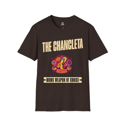 The Chancleta Mom's Weapon Of Choice Unisex T-Shirt | Funny Hispanic Flip Flop Slides Latin Humor Trauma Tee