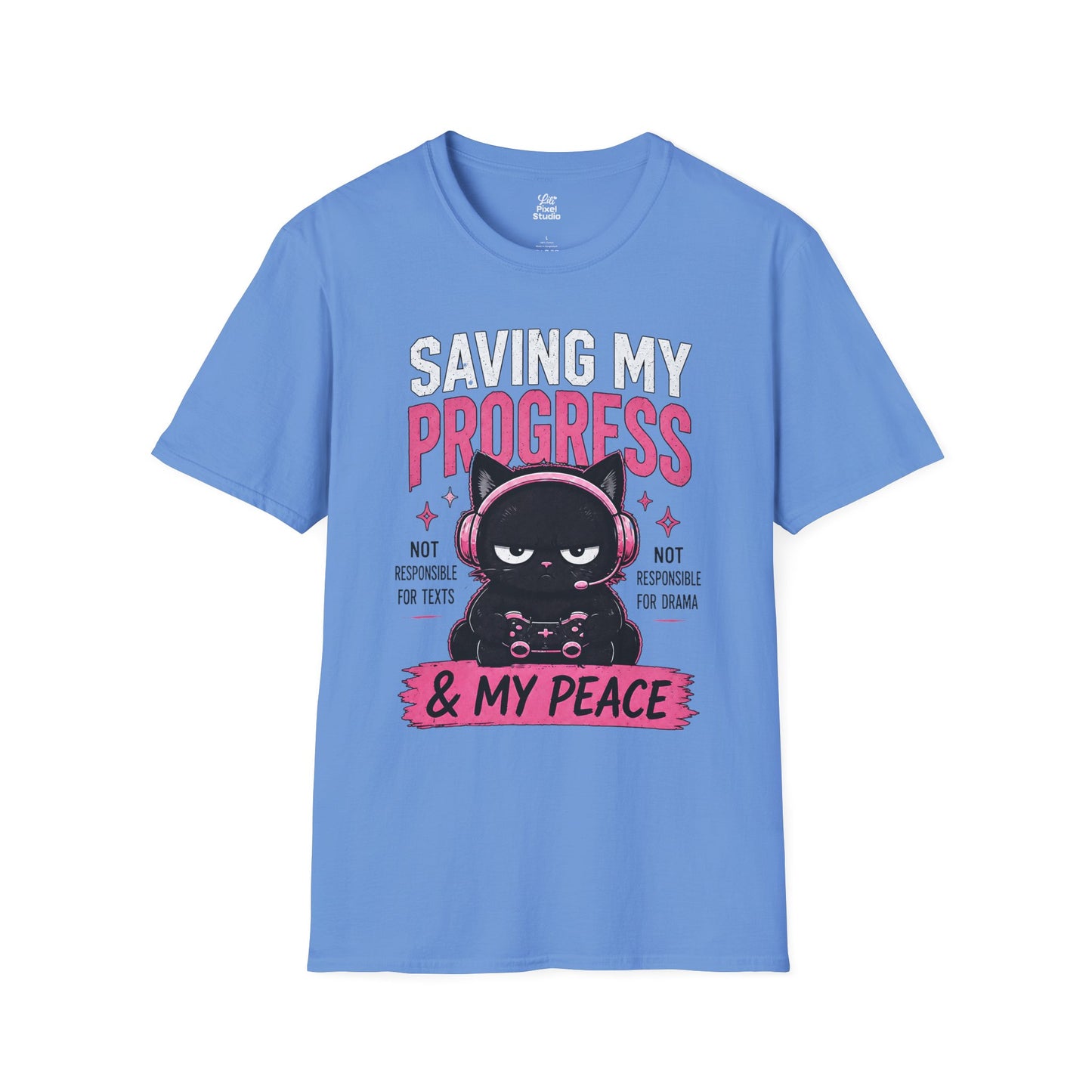Saving My Progress And My Peace Womens Shirt, Cute Gamer Cat Tee, Introvert Gaming Shirt, Cozy Gaming Gift for Women