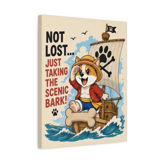Corgi Pirate Canvas Print, Anime Inspired Dog Wall Art, Scenic Bark Nautical Decor, Cute Corgi Gift, Nursery Wall Art