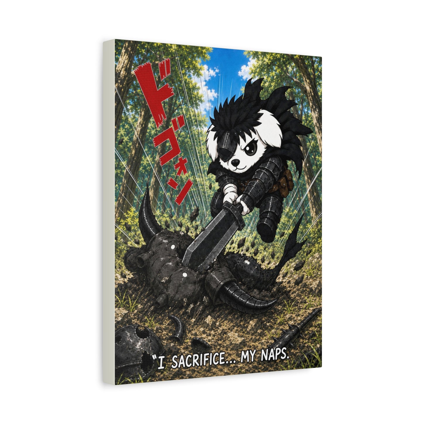 I Sacrifice My Naps Anime Inspired Dog Canvas Print, Fantasy Dog Wall Art, Mutts of Manga Canvas, Dark Hero Pet Decor, 12x16 or 16x20
