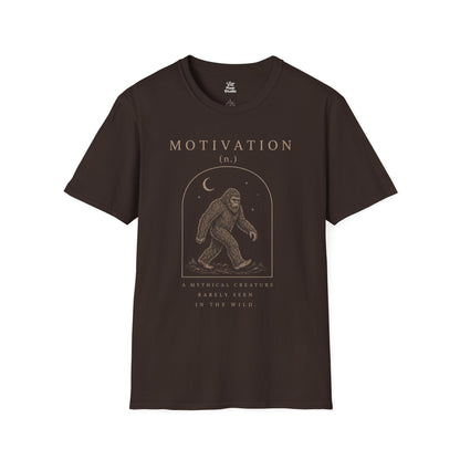 Motivation A Mythical Creature Rarely Seen In The Wild Life Defined Unisex T-Shirt | Bigfoot Sasquatch Illustration, Funny Sarcastic Tee