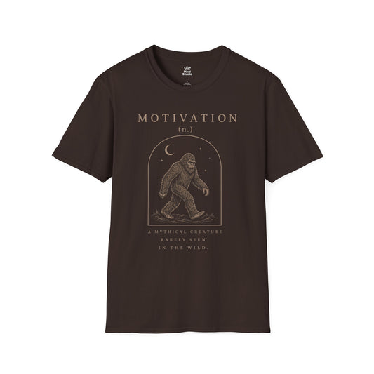 Motivation A Mythical Creature Rarely Seen In The Wild Life Defined Unisex T-Shirt | Bigfoot Sasquatch Illustration, Funny Sarcastic Tee