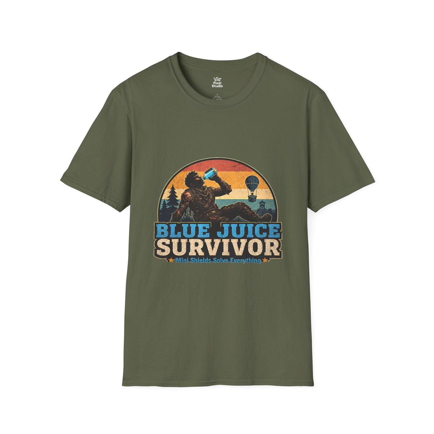 Blue Juice Survivor Gamer Unisex Shirt, Funny Gaming Logic Tee, Battle Royale Humor Shirt, FPS Gaming Gift, Retro Gamer T-Shirt