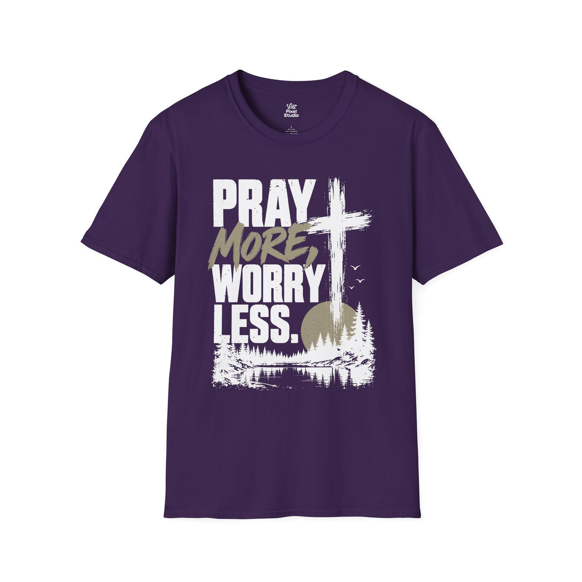 Pray More Worry Less Christian Shirt, Faith Based T-Shirt, Prayer Shirt, Cross Graphic Tee, Inspirational Christian Unisex Gift