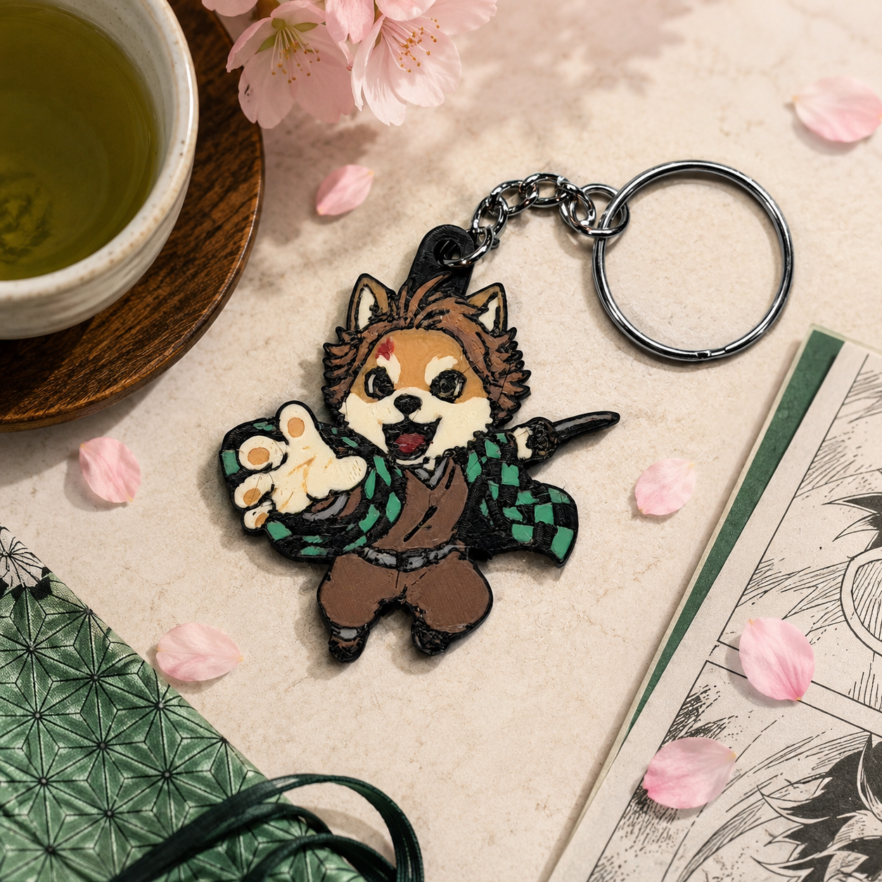 Demon Slayer Anime Inspired Dog Warrior 3D Printed Keychain, Mutts Of Manga Keychain, Cute Dog Keychain, Collectible Bag Charm