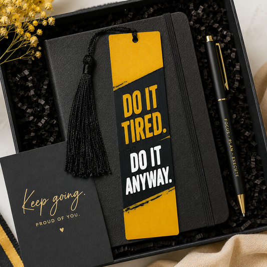 Do It Tired Do It Anyway 3D Printed Bookmark with Tassel, Motivational Bookmark, Productivity Gift for Readers