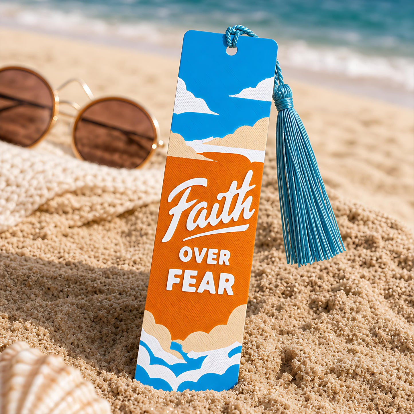 Faith Over Fear 3D Printed Bookmark with Tassel, Faith, Christian Inspirational Bookmark, Handmade PLA Book Lover Gift
