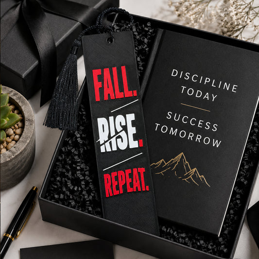 Fall Rise Repeat 3D Printed Bookmark with Tassel, Motivational Bookmark, Resilience Gift for Book Lovers