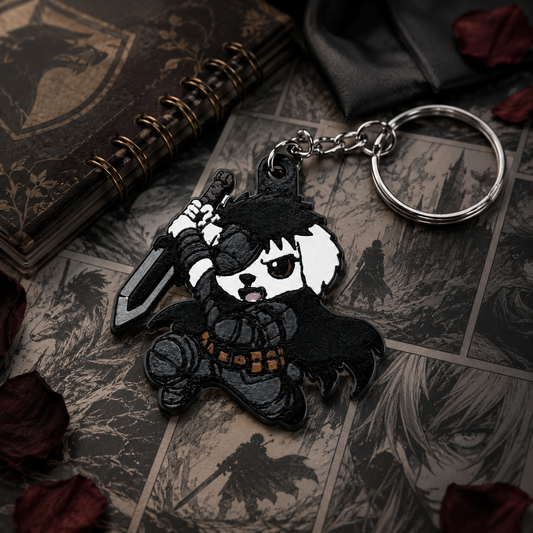 Berserk Anime Inspired Dark Fantasy Dog Warrior 3D Printed Keychain, Mutts Of Manga Keychain, Dog Keychain, Collectible Bag Charm