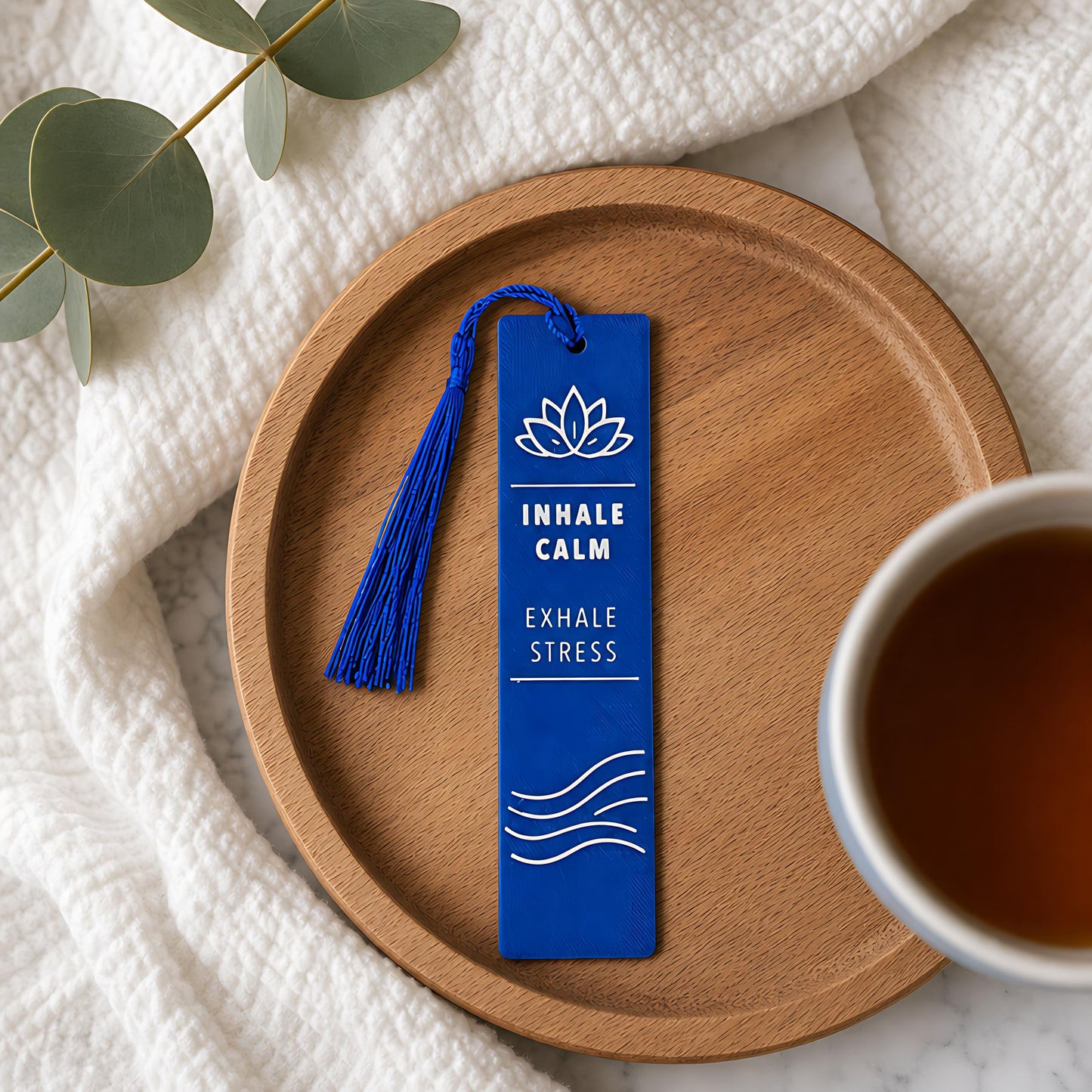 Inhale Calm Exhale Stress 3D Printed Bookmark with Tassel, Mindfulness Bookmark, Self Care Gift for Book Lovers