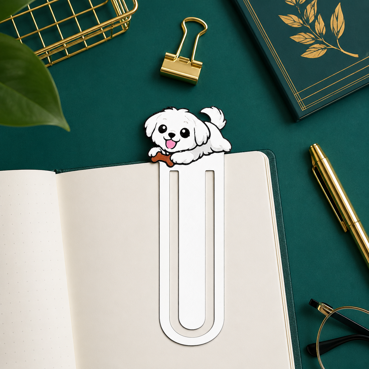 Cute Puppy Clip Bookmark, 3D Printed Dog Paperclip Bookmark, Book Lover Gift, Kawaii Reader Bookmark