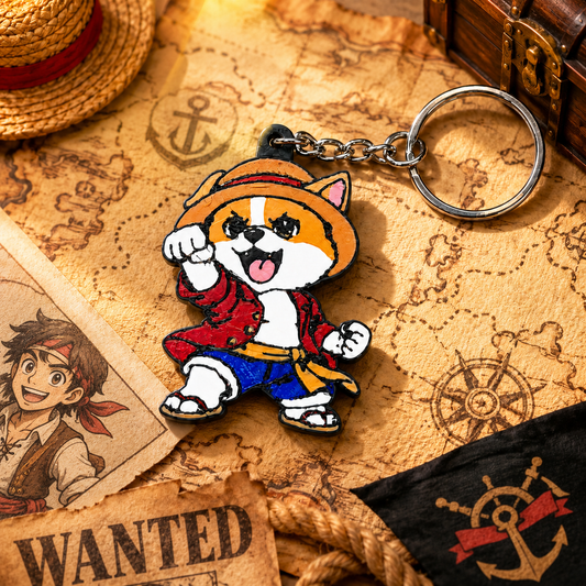 One Piece Pirate Anime Inspired Dog 3D Printed Keychain, Mutts Of Manga Keychain, Cute Dog Adventurer Bag Charm