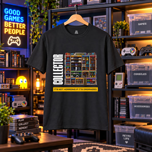 Collector Shirt, Its Not Hoarding If Its Organized Unisex Tee, Retro Gamer Gift, Funny Collector T-Shirt