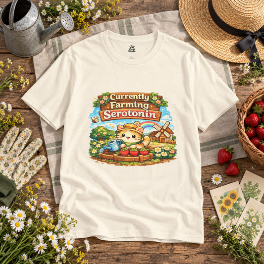 Currently Farming Serotonin Womens Shirt, Cozy Gamer Tee, Cottagecore Gaming Shirt, Cute Farming Game Gift for Women
