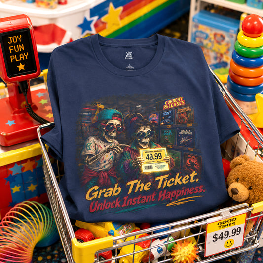 Grab The Ticket Retro Gaming Nostalgia Shirt, 90s Gamer Mens Tee, Video Game Store Memories, Millennial Gamer Gift, Arcade Kid Shirt