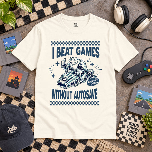 I Beat Games Without Autosave Mens Shirt, Retro Gamer Tee, Funny Vintage Gaming T-Shirt, Nostalgic Gamer Gift