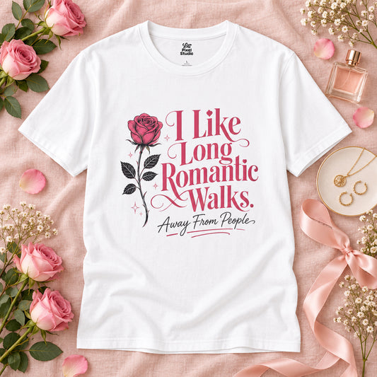 I Like Long Romantic Walks Away From People Womens Shirt, Funny Introvert Tee, Anti Social Graphic T-Shirt, Solitude Lover Gift