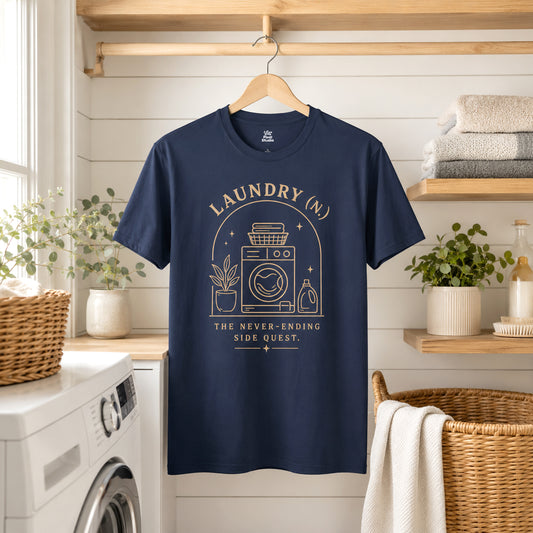 Laundry Life Defined Unisex Funny Graphic T-Shirt | Sarcastic Humor Minimal Design The Never-Ending Side Quest Gift Tee