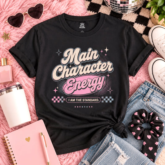 Main Character Energy Shirt, Retro Aesthetic Womens Tee, Confidence Quote Shirt, Self Love Graphic Tee, Trendy Vintage Style Top