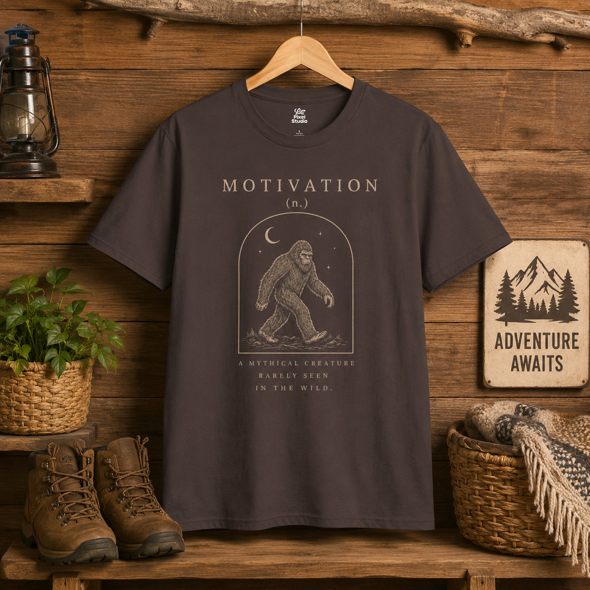 Motivation A Mythical Creature Rarely Seen In The Wild Life Defined Unisex T-Shirt | Bigfoot Sasquatch Illustration, Funny Sarcastic Tee