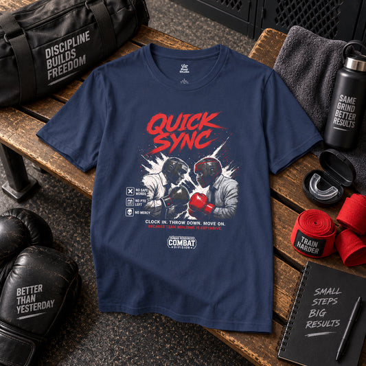 Quick Sync Shirt, Funny Office Humor Unisex Tee, Corporate MMA Boxing Shirt, HR Combat Division Gift for Coworkers & Managers