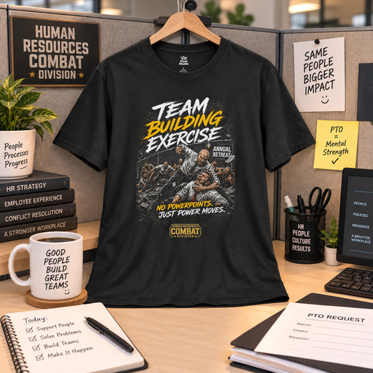 Team Building Exercise Unisex Shirt, Funny Office Humor Tee, Corporate MMA Shirt, HR Combat Division Gift for Coworkers & Managers