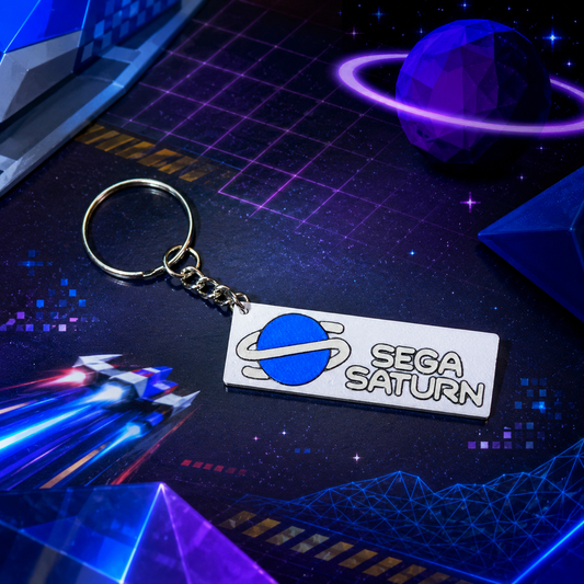 Retro 90s Console Inspired 3D Printed Keychain, Saturn Style Gamer Keychain, Video Game Collector Gift