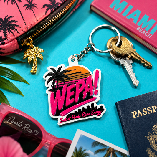 Wepa 3D Printed Keychain, Puerto Rican Inspired Keychain, Tropical Bag Charm, Latino Gift