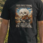 The Only Thing We Are Allowed To Do Is Believe In Treats Unisex Shirt, Funny Anime Maltese Dog Tee, Cute Manga Parody Gift for Anime Fans
